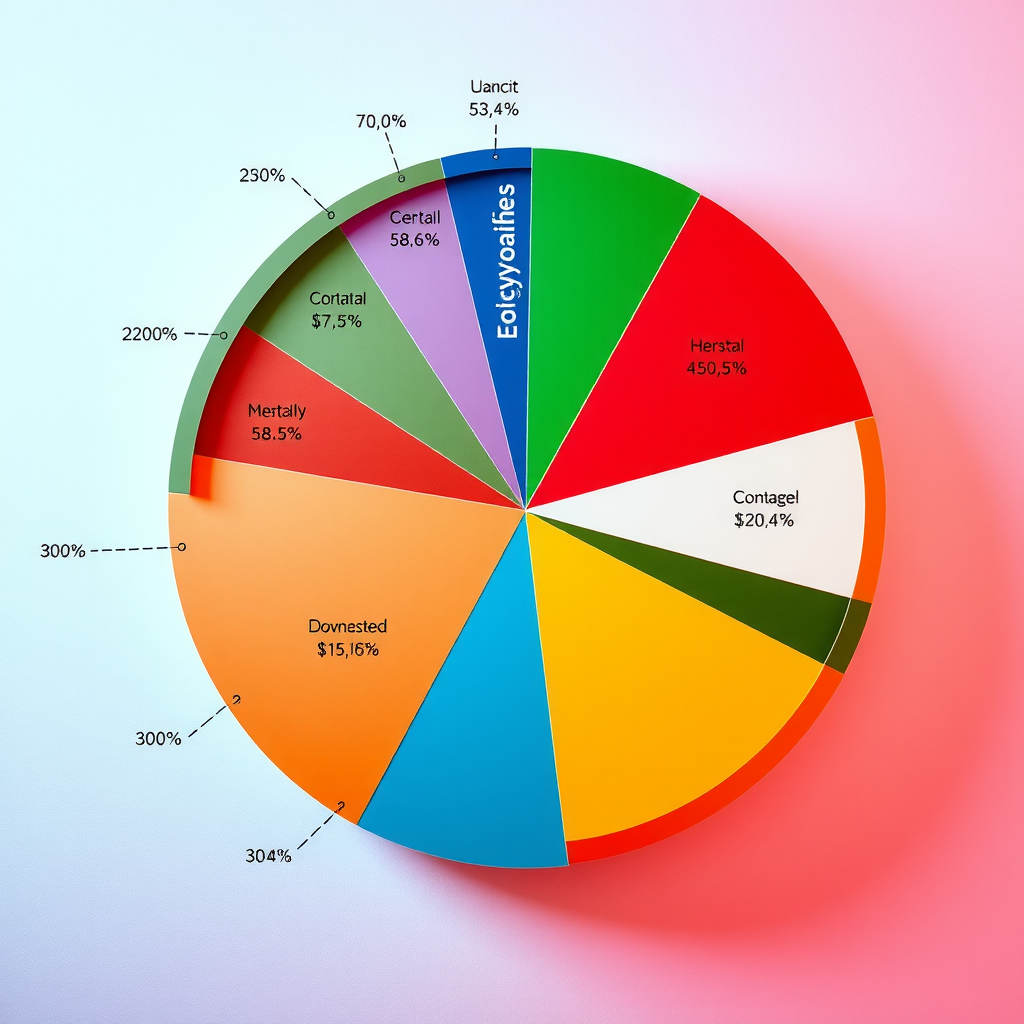 Kreisdiagramm zeigt prozentuale Verteilung der Auswirkungen geldpolitischer Maßnahmen auf verschiedene Wirtschaftssektoren mit farbcodierten Segmenten und Beschriftungen
